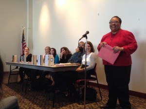 Deborah Taylor, EPFL's Coordinator of School & Student Services, welcomes the crowd.
