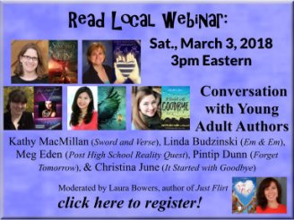 The MD/DE/WV Region is pleased to host a FREE webinar, open to everyone, featuring young adult authors Kathy MacMillan, Linda Budzinski, Meg Eden, Pintip Dunn, and Christina June! This webinar is presented as part of the Read Local Challenge, which gives you the chance to win prizes by reading books by featured authors from Maryland, Delaware, Washington, D.C., and Virginia!