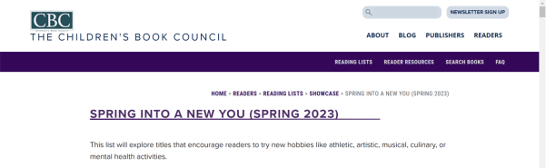 Screenshot of the Children's Book Council Spring Showcase website header.